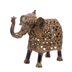 Estátua de Elefante em Bronze Armadura Índia 25,5 cm