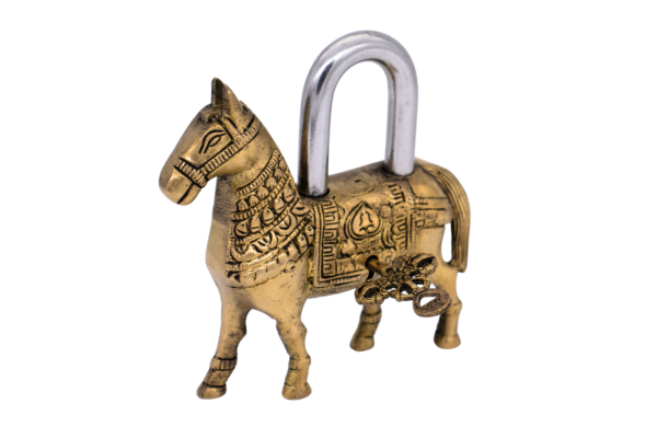 Estátua de Cavalo em Bronze Cadeado Índia 10,5 cm - Imagem 2
