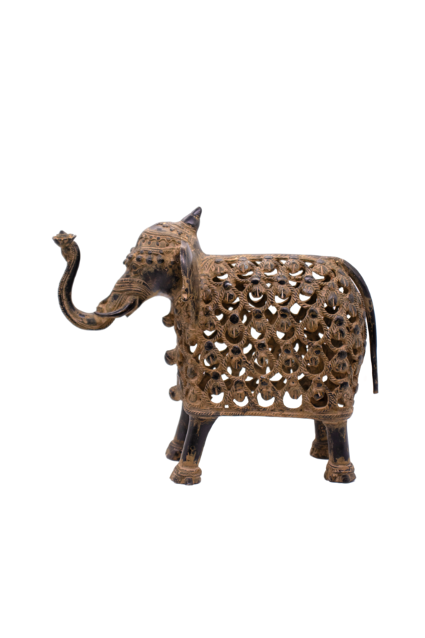 Estátua de Elefante em Bronze Armadura Índia 25,5 cm - Imagem 2