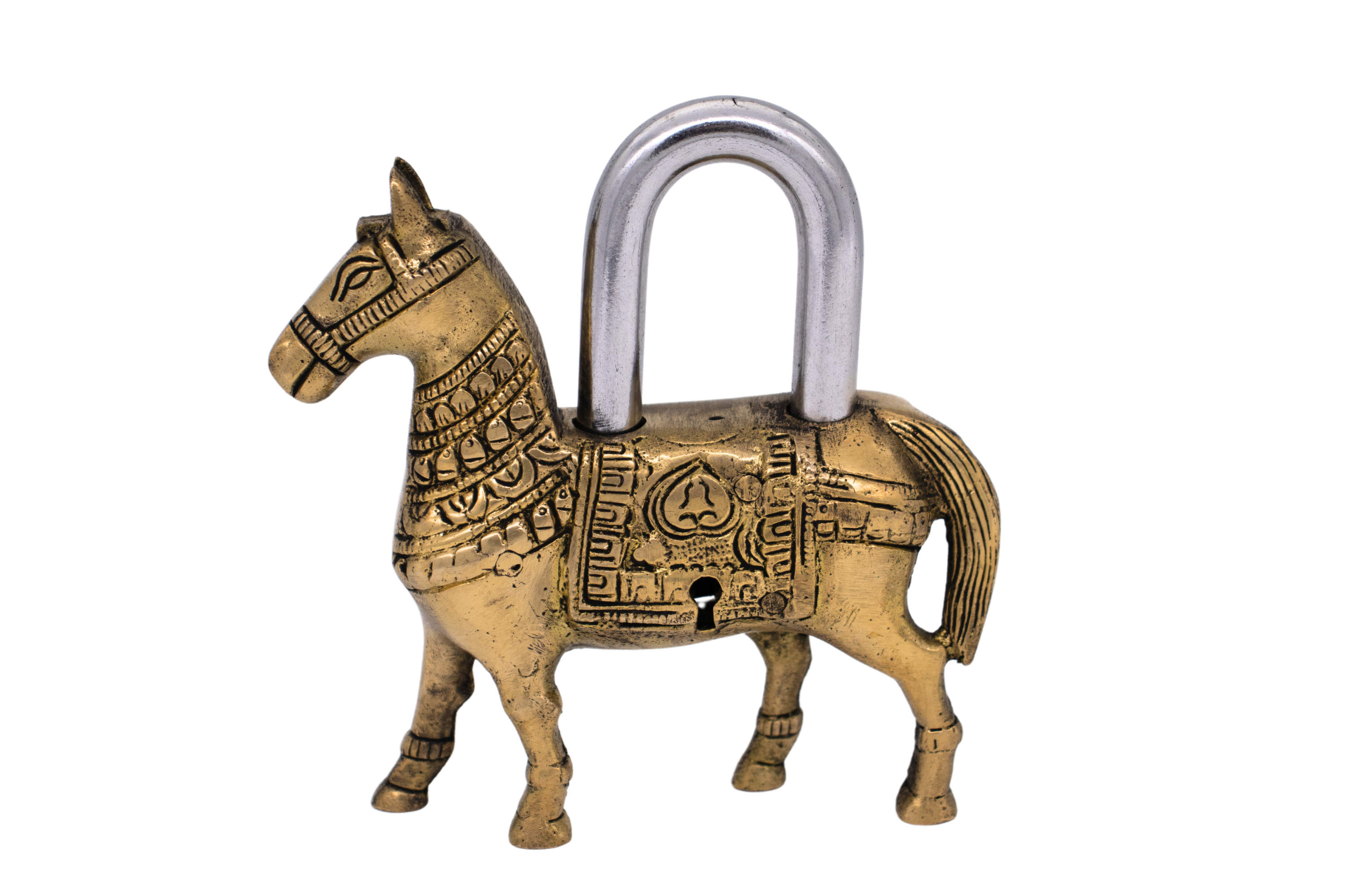 Estátua de Cavalo em Bronze Cadeado Índia 10,5 cm