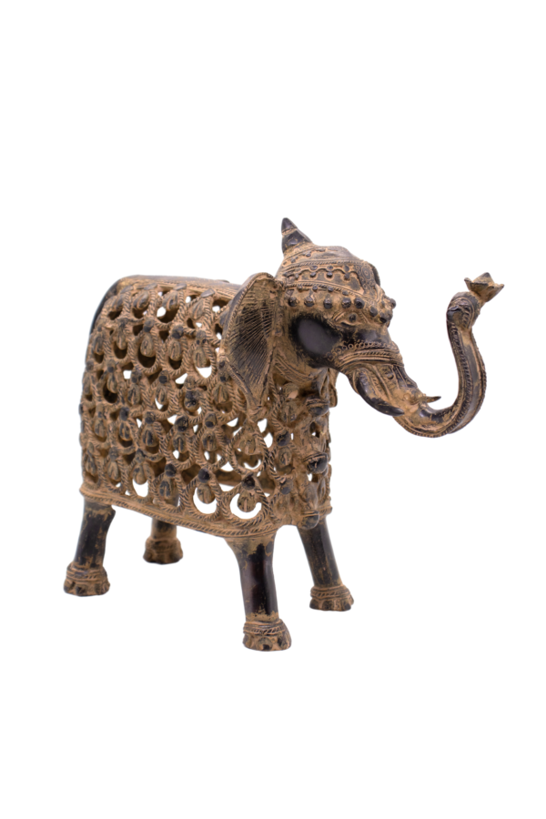 Estátua de Elefante em Bronze Armadura Índia 25,5 cm - Imagem 3