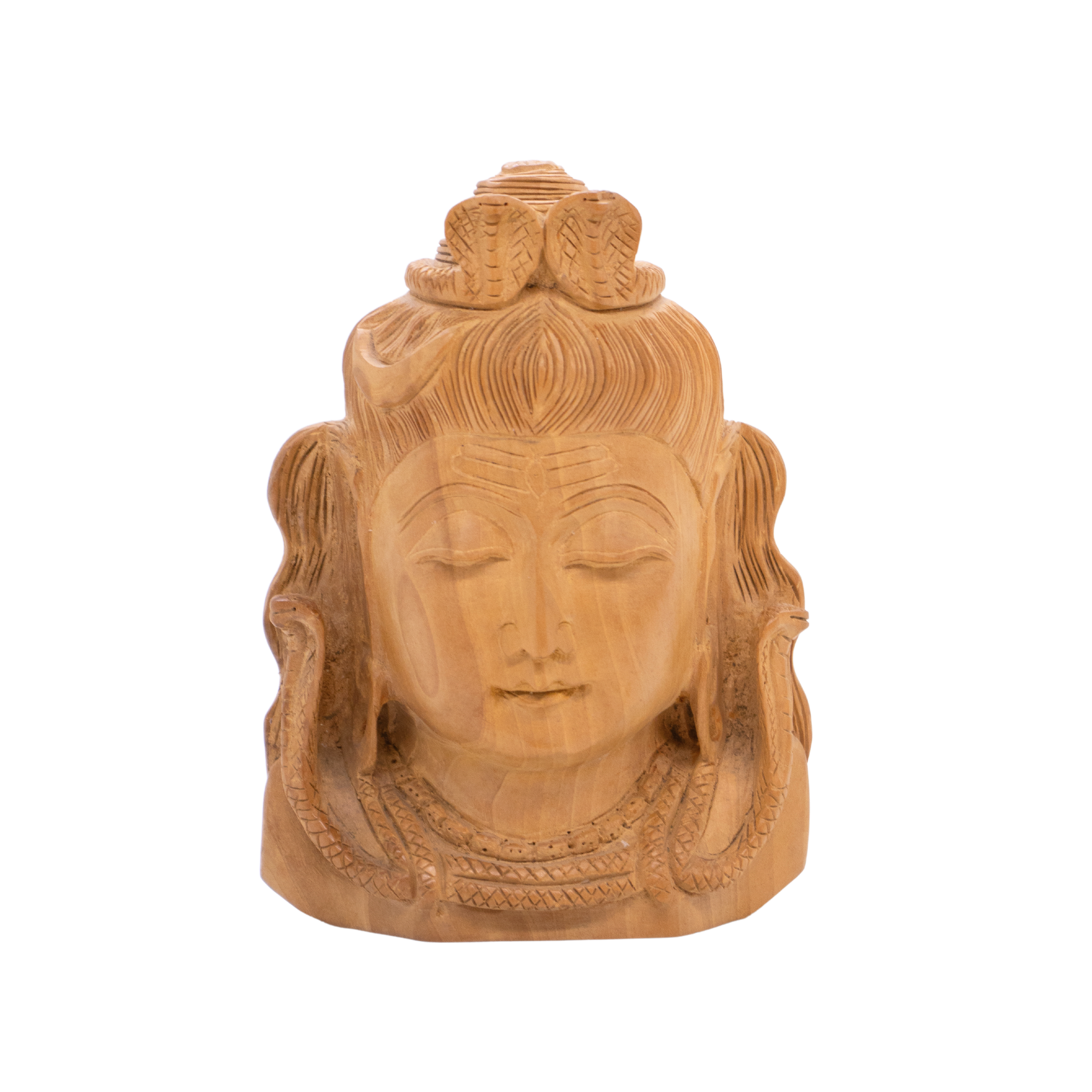 Escultura de Shiva Cabeça em Madeira Índia 15,5 cm