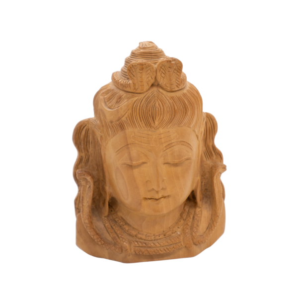 Escultura de Shiva Cabeça em Madeira Índia 15,5 cm - Imagem 2