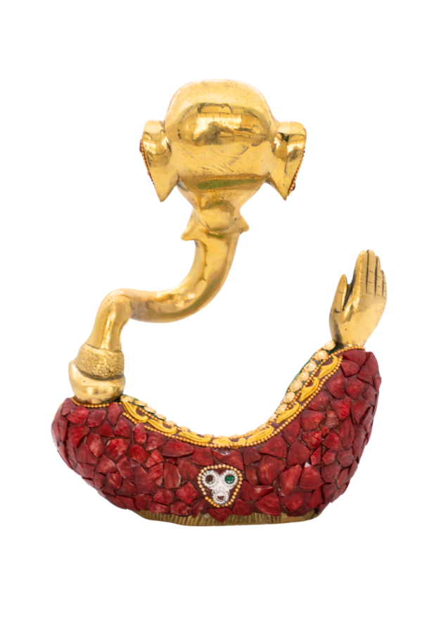 Estátua de Ganesha em Bronze Índia com Pedras Coloridas 20,5 cm - Imagem 2