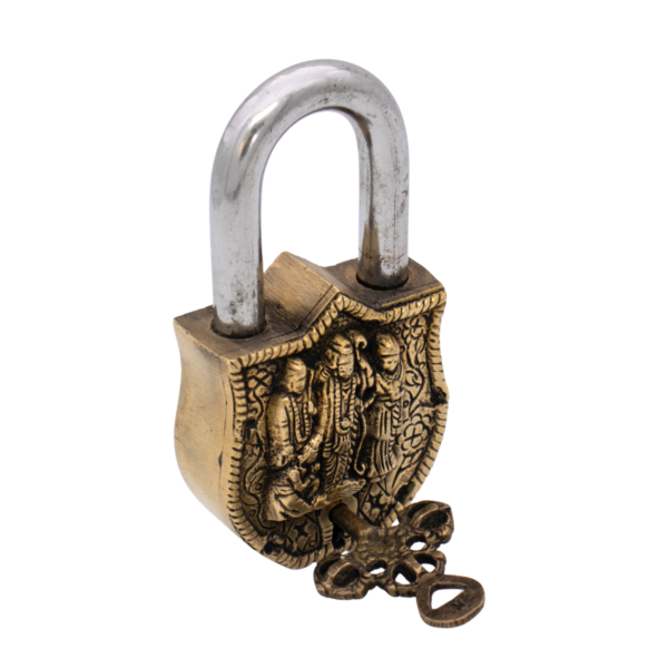 Estátua de Ram, Sita, Sesha, Hanuman em Bronze Cadeado Índia 11,5 cm - Imagem 3