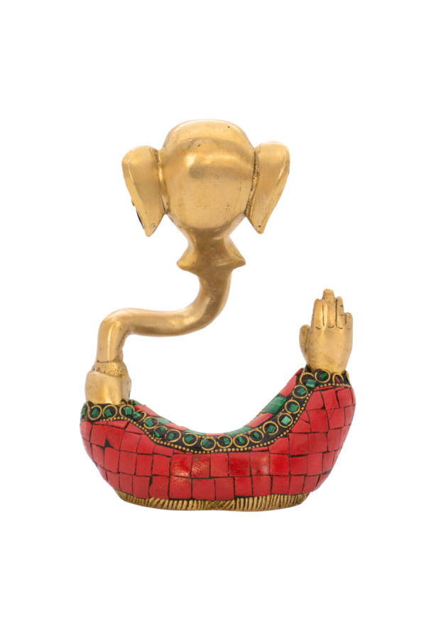 Estátua de Ganesha em Bronze Índia com Pedras Coloridas 14,5 cm - Imagem 3