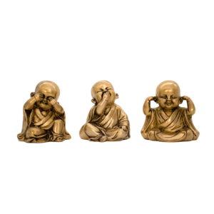 Buda Baby em Bronze Não Vejo, Não Falo, Não Escuto o Mal 13 cm