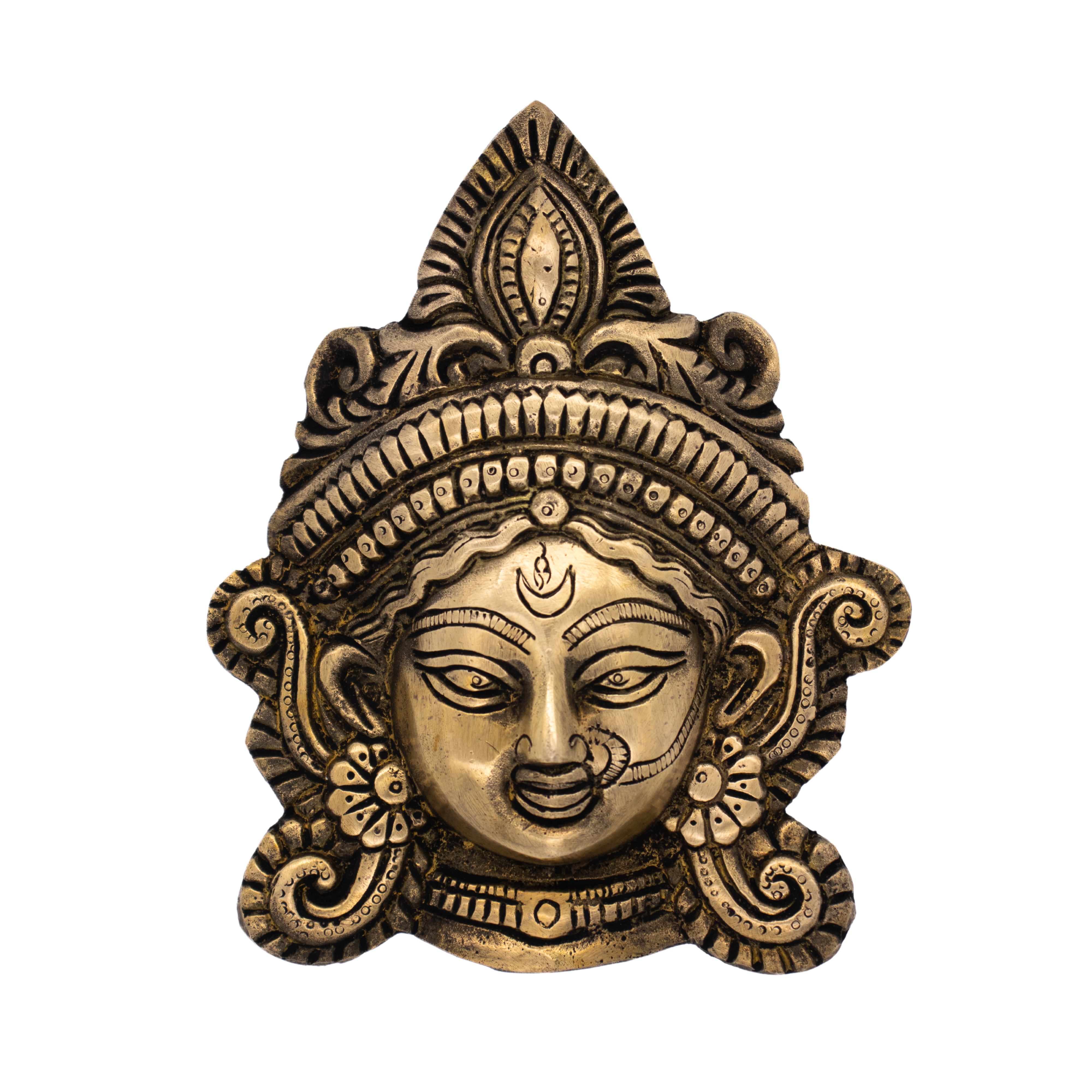 Estátua de Durga Máscara em Bronze Índia 17 cm
