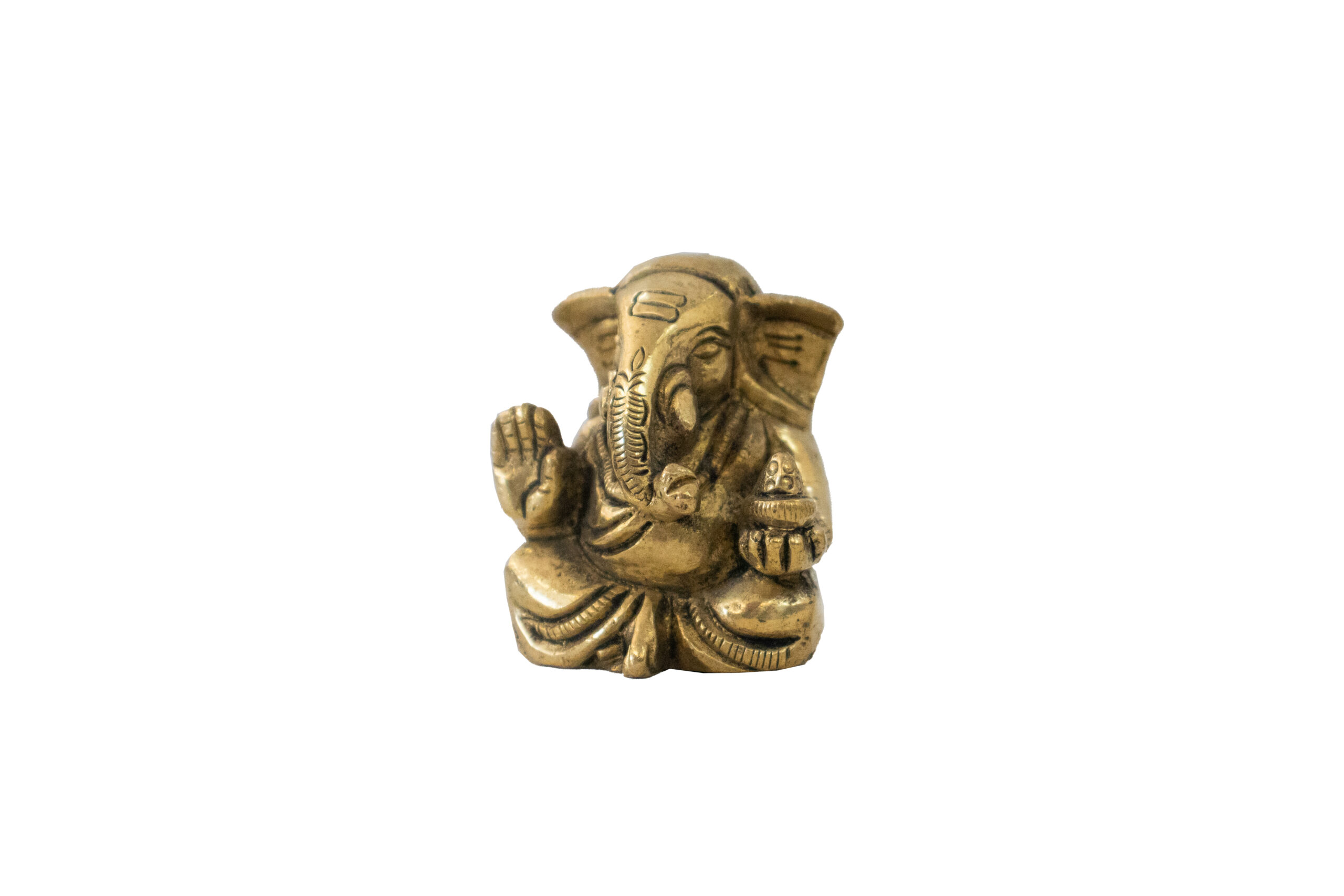 Ganesha em Bronze com Tromba Entalhada 4,5 cm - Imagem 2