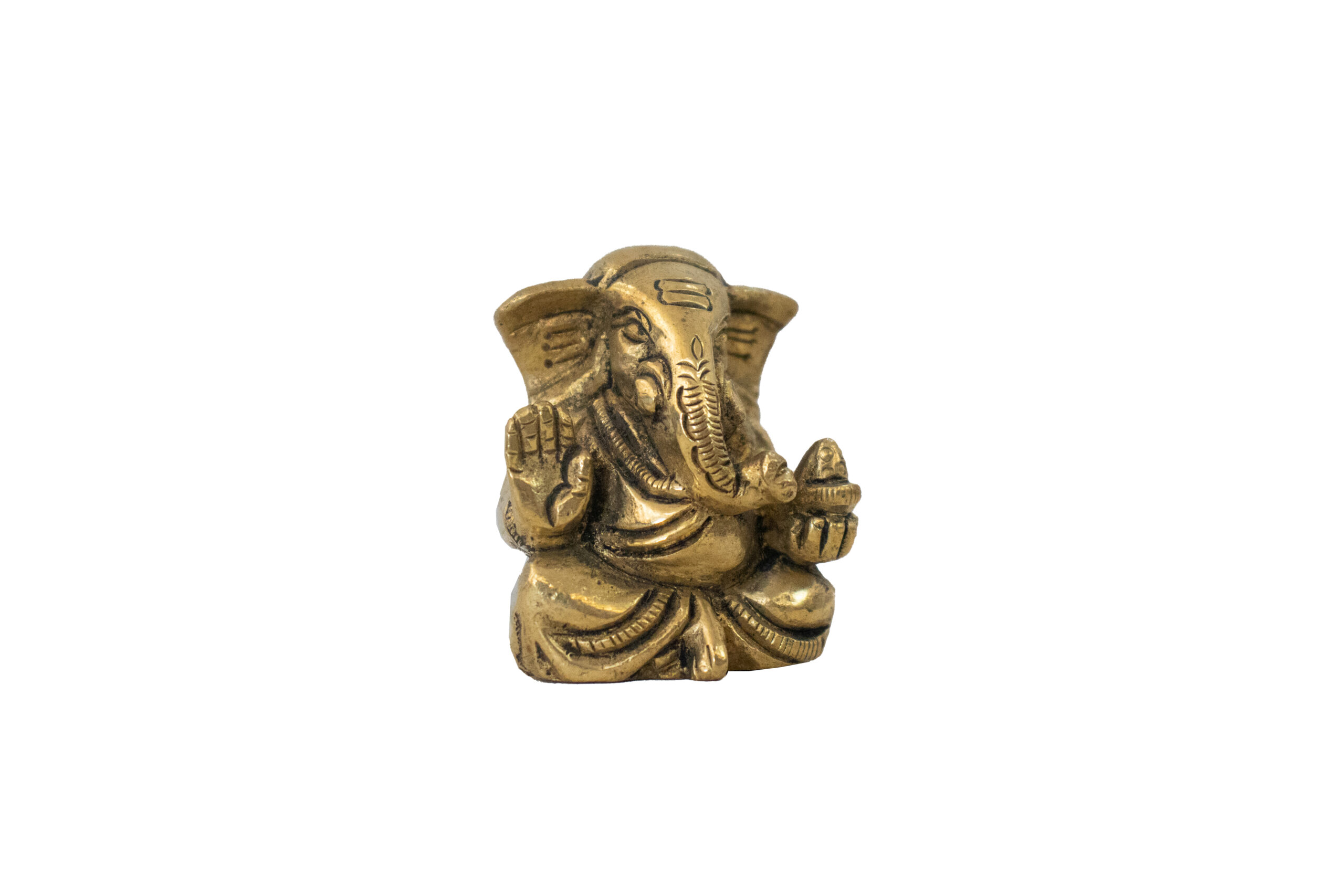 Ganesha em Bronze com Tromba Entalhada 4,5 cm - Imagem 3