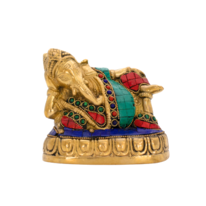 Estátua de Ganesha Deitado em Bronze Índia 11,5 cm