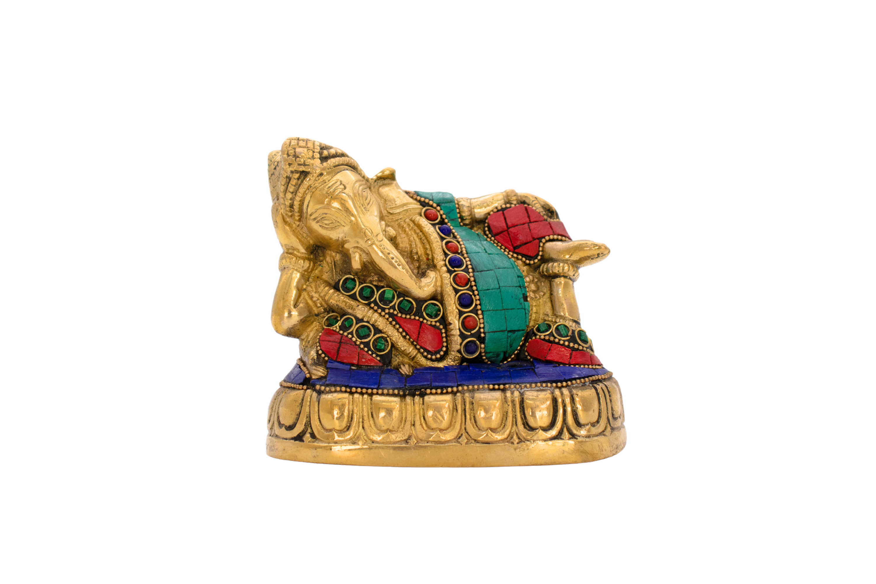 Estátua de Ganesha Deitado em Bronze Índia 11,5 cm