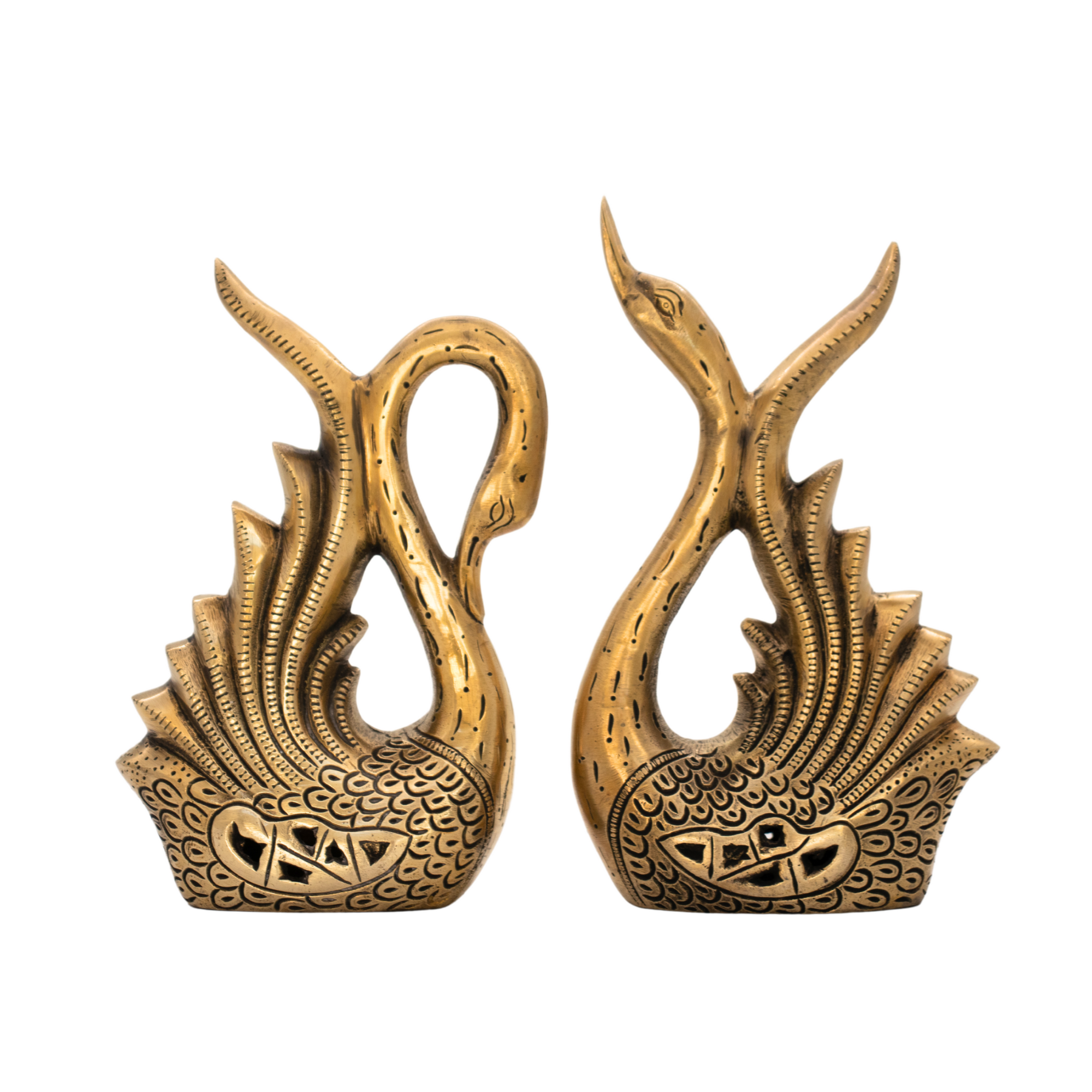 Estátua de Cisnes em Bronze Índia Conjunto 21,5 cm