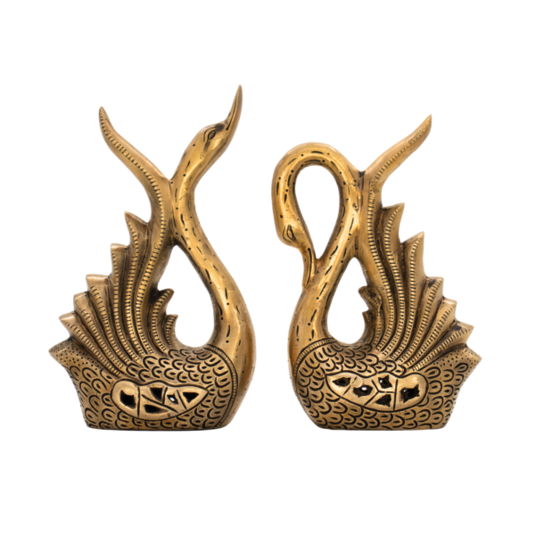 Estátua de Cisnes em Bronze Índia Conjunto 21,5 cm - Imagem 6