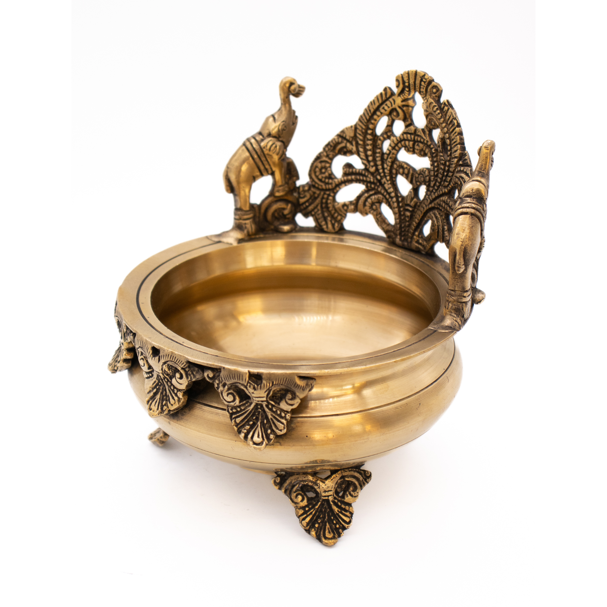 Tigela Decorativa com Elefantes em Bronze Índia Urli 20 cm