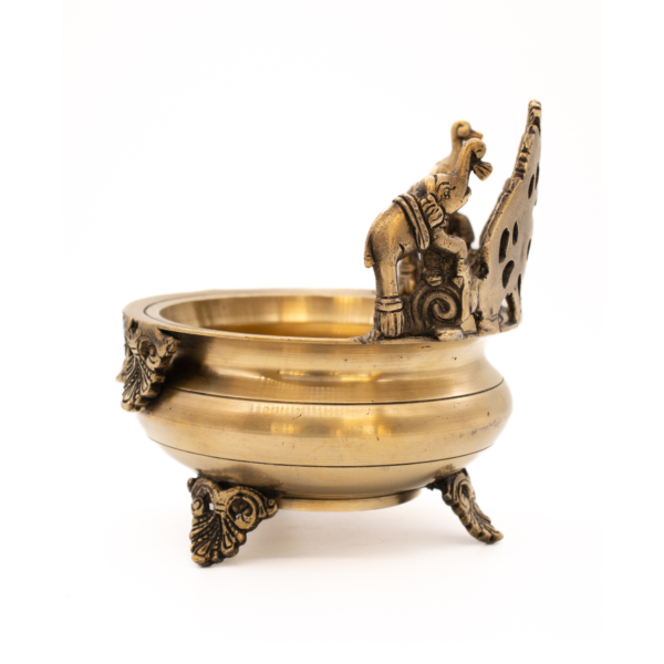 Tigela Decorativa com Elefantes em Bronze Índia Urli 20 cm - Imagem 4