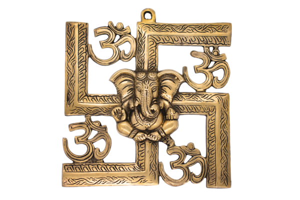 Ganesha com Swástika em Bronze Índia 21 cm