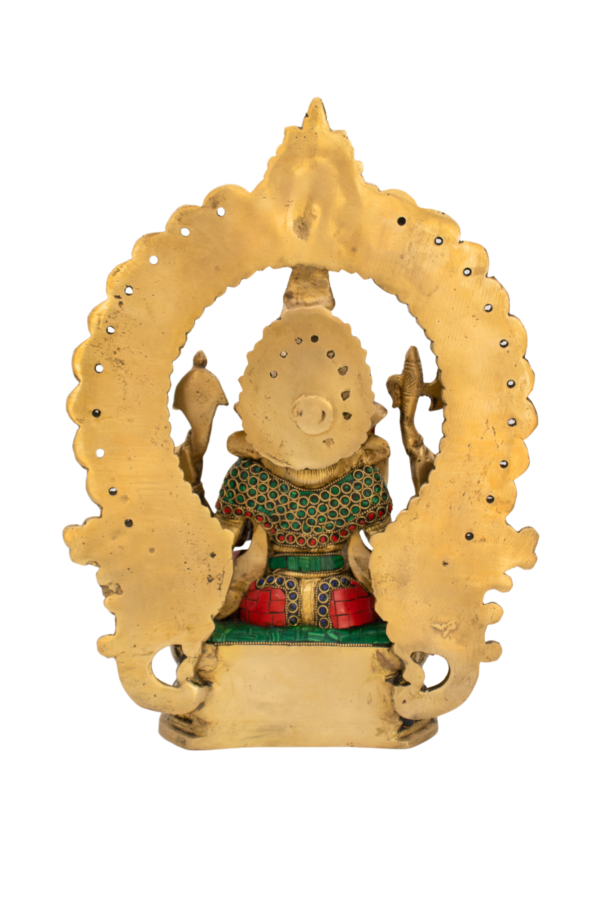 Estátua de Ganesha em Bronze Índia com Pedras Coloridas 37,5 cm - Imagem 3