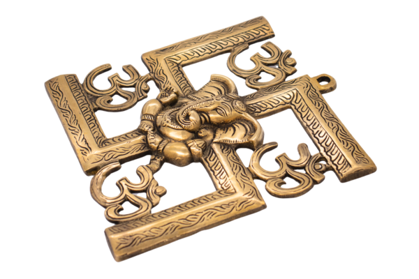 Ganesha com Swástika em Bronze Índia 21 cm - Imagem 2