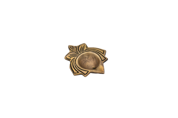Lâmpada Diya em Bronze Índia Folha 8 cm - Imagem 3