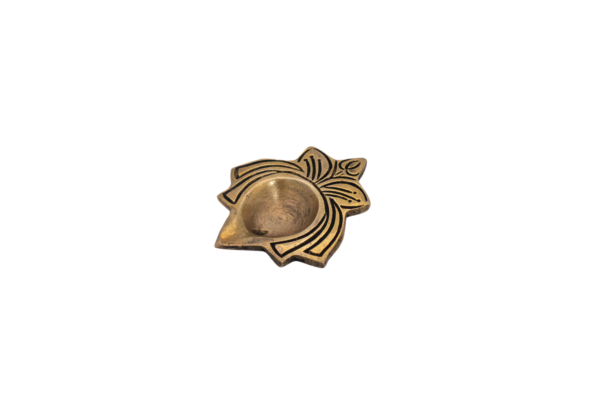 Lâmpada Diya em Bronze Índia Folha 8 cm - Imagem 2