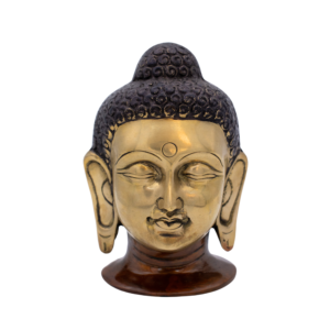 Cabeça de Buda em Bronze Índia Preto e Marrom 15,5 cm