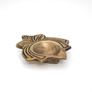 Lâmpada Diya em Bronze Índia Folha 8 cm