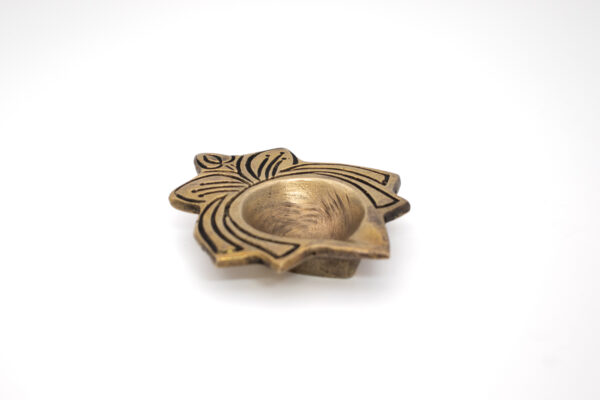 Lâmpada Diya em Bronze Índia Folha 8 cm