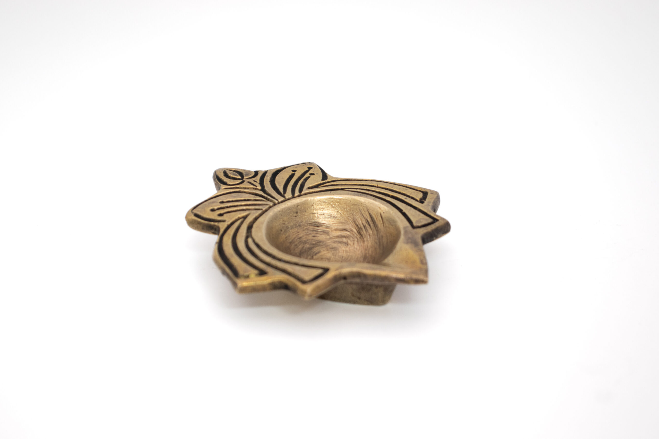 Lâmpada Diya em Bronze Índia Folha 8 cm