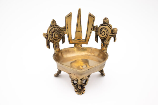 Lâmpada Diya em Bronze Índia com Trishula 13 cm - Imagem 3