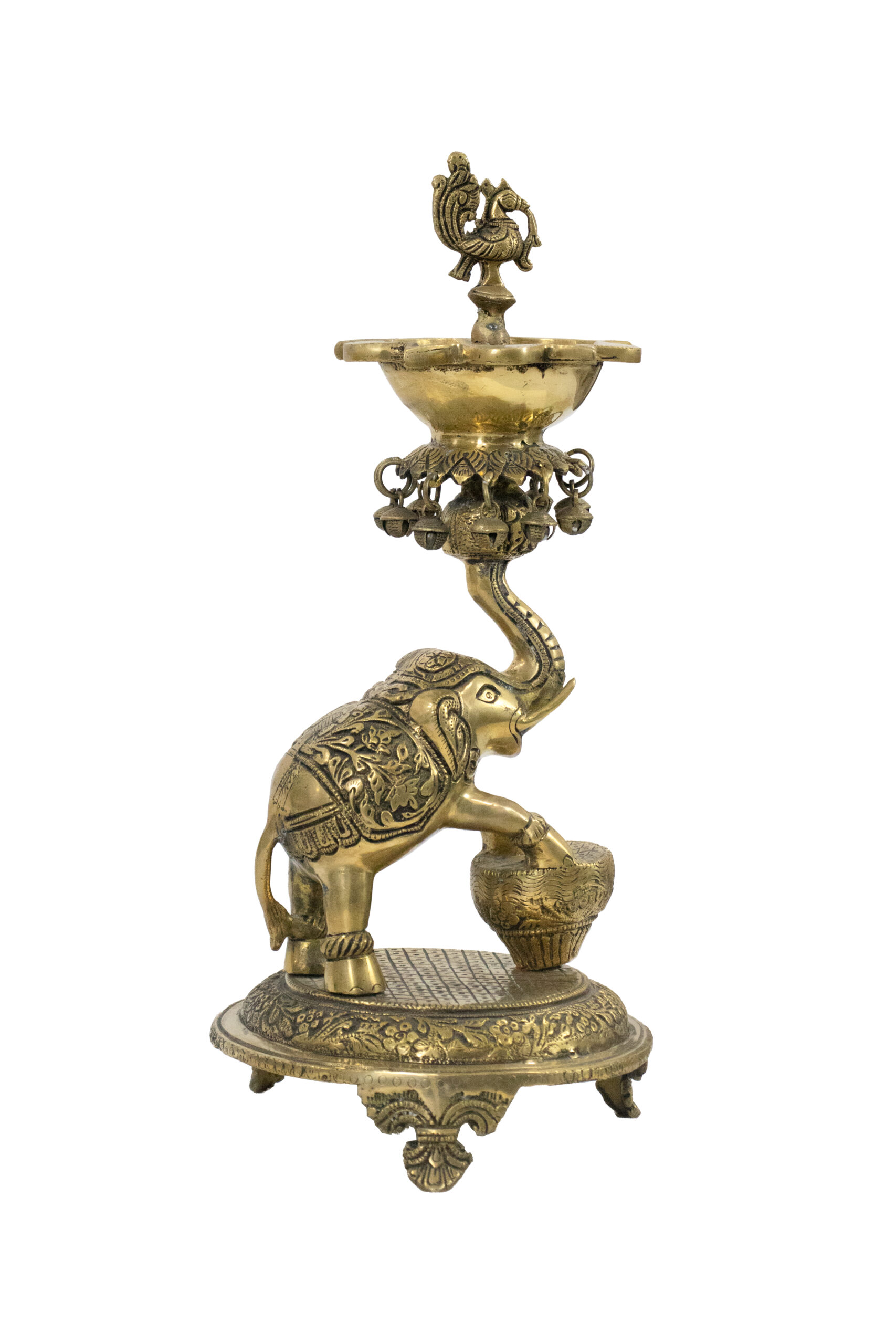 Lâmpada Diya Elefante em Bronze 44 cm - Imagem 6