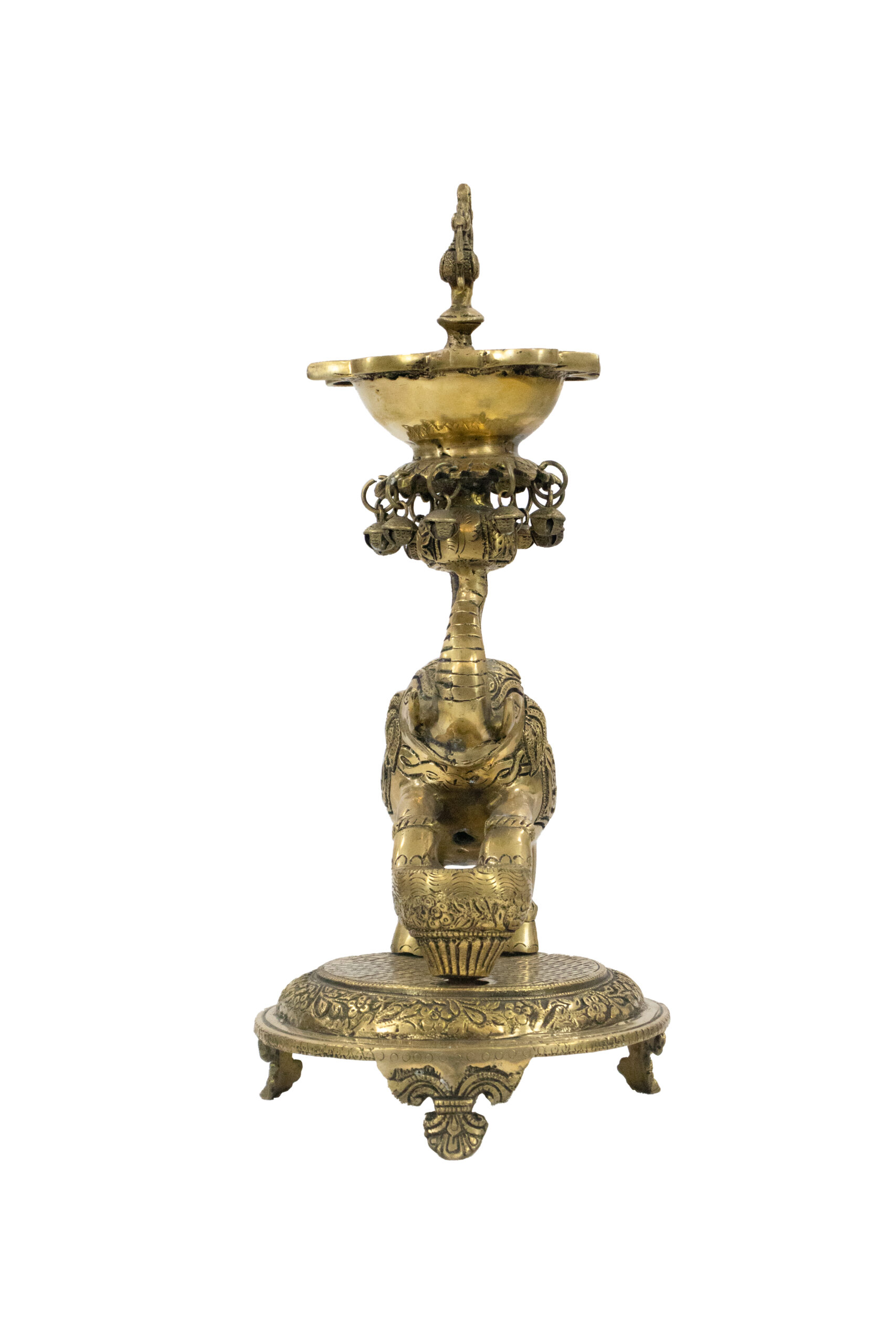 Lâmpada Diya Elefante em Bronze 44 cm - Imagem 4