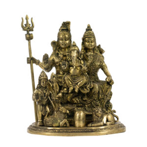 Shiva e Parvati com Ganesha e Kartikeya em Bronze 23 cm