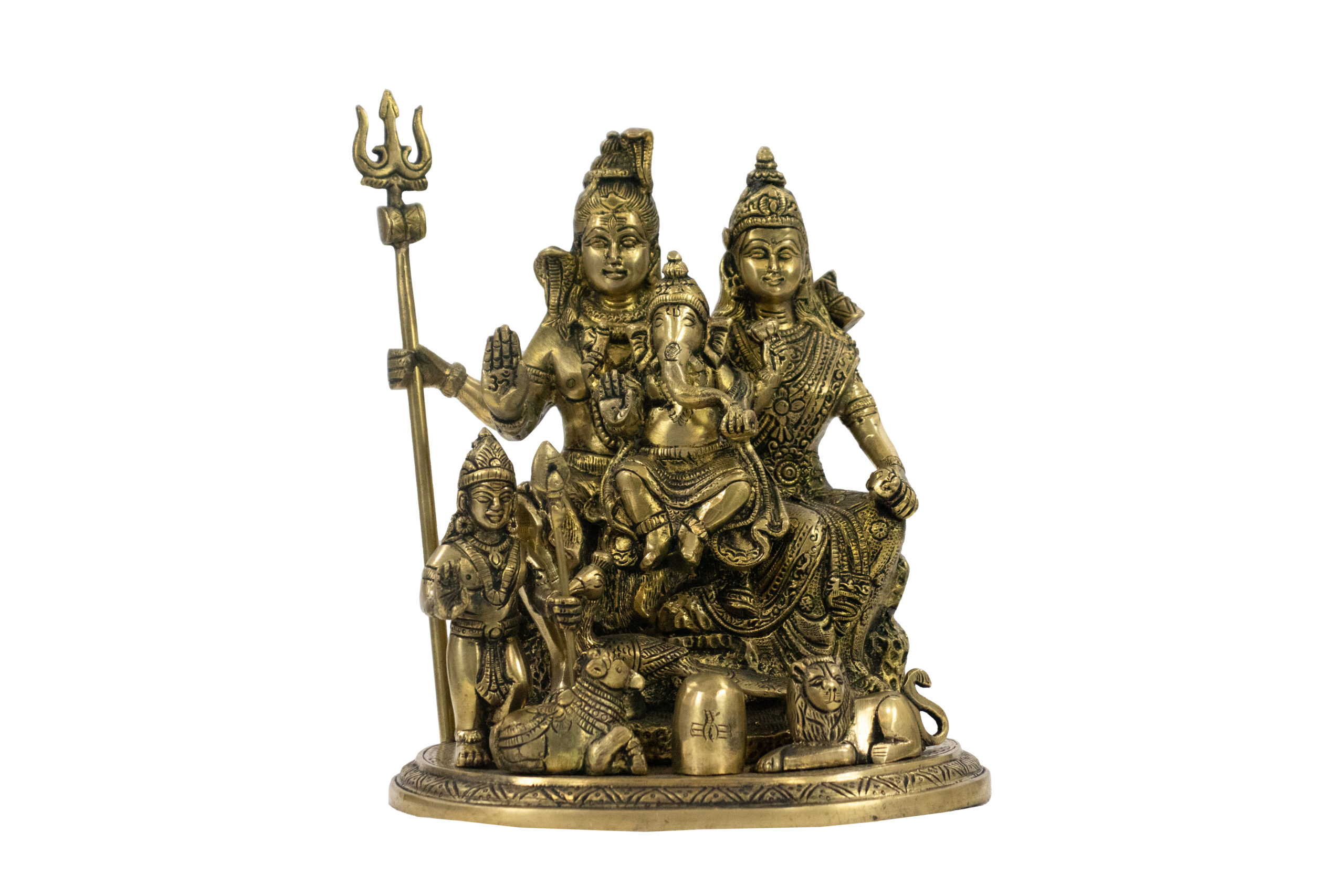 Shiva e Parvati com Ganesha e Kartikeya em Bronze 23 cm