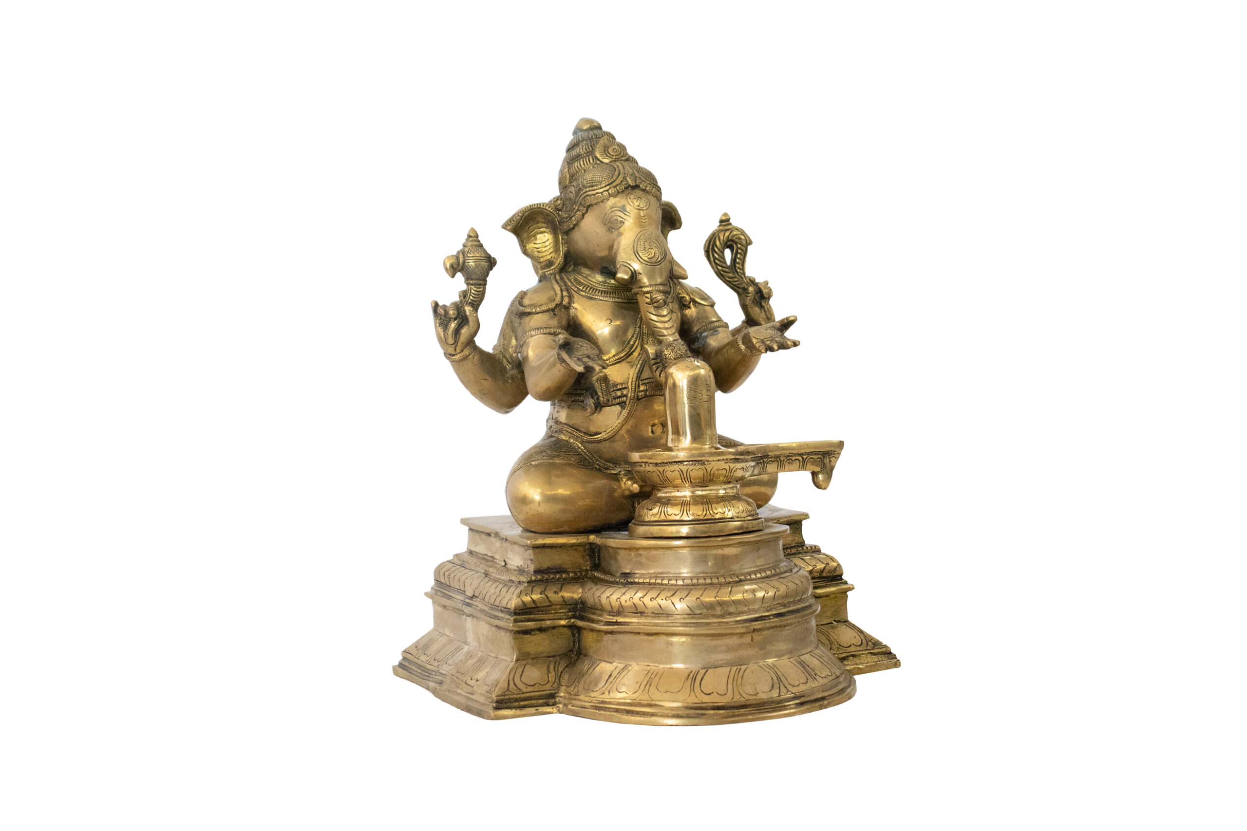 Ganesha em Bronze com Shivalinga 37 cm - Imagem 6