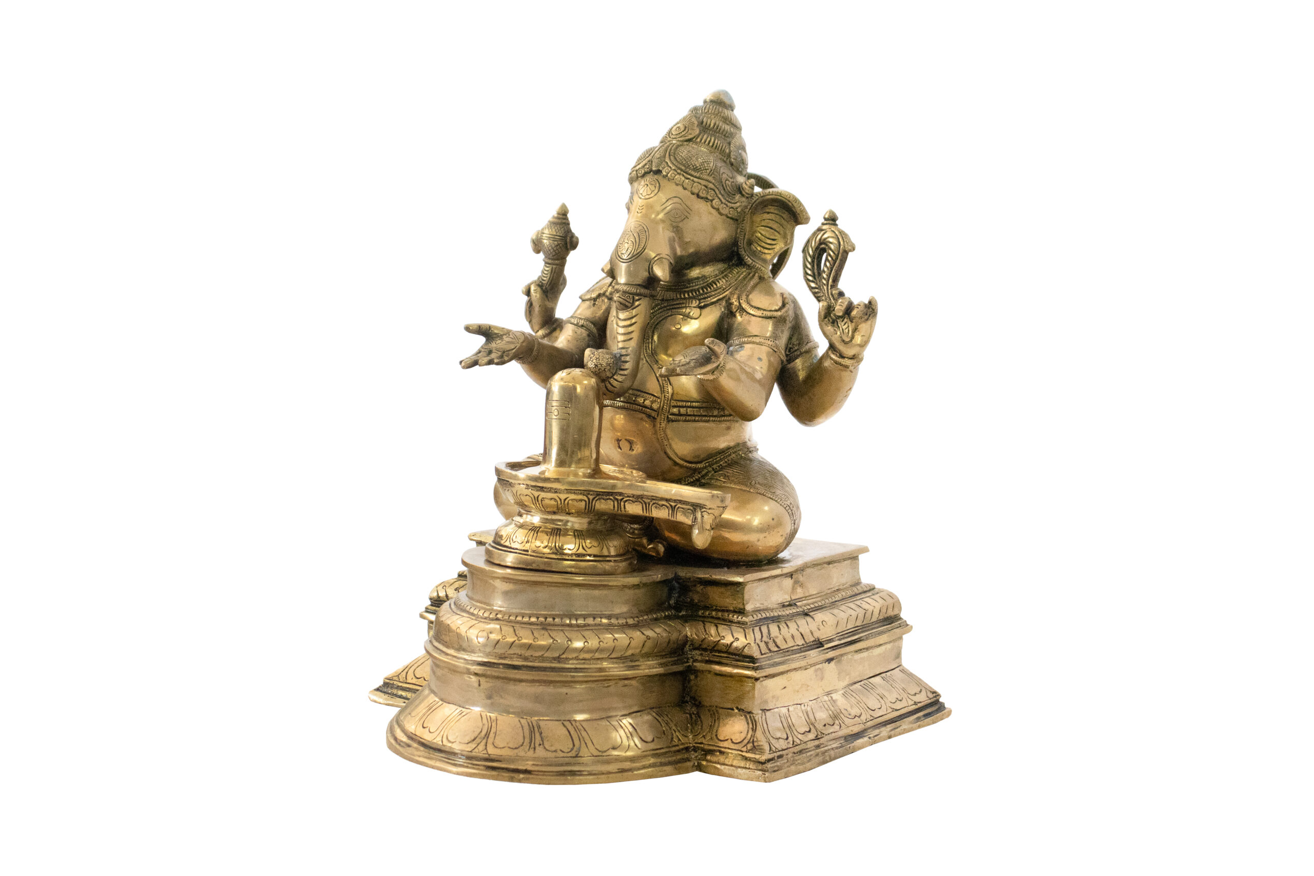 Ganesha em Bronze com Shivalinga 37 cm - Imagem 2