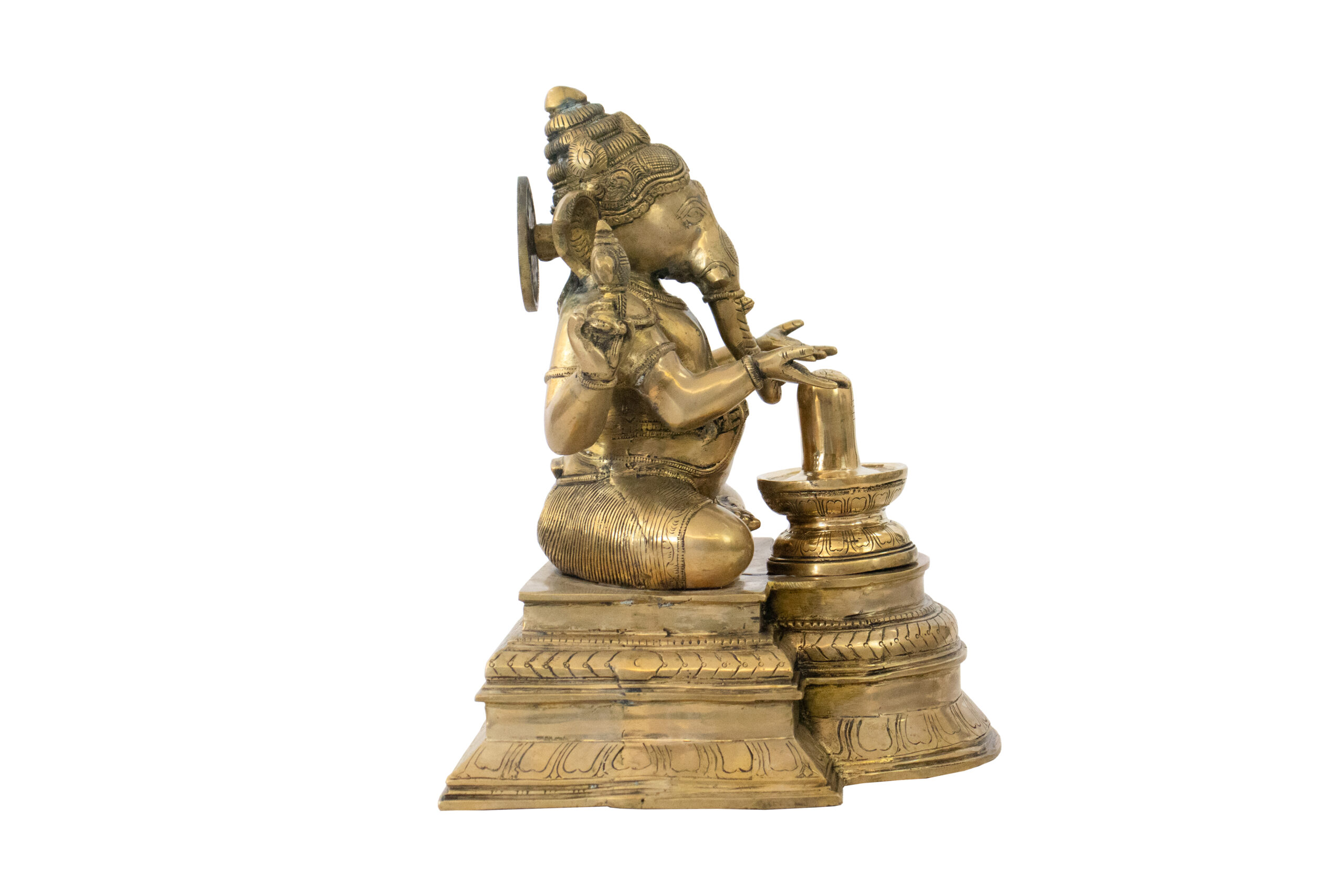 Ganesha em Bronze com Shivalinga 37 cm - Imagem 3