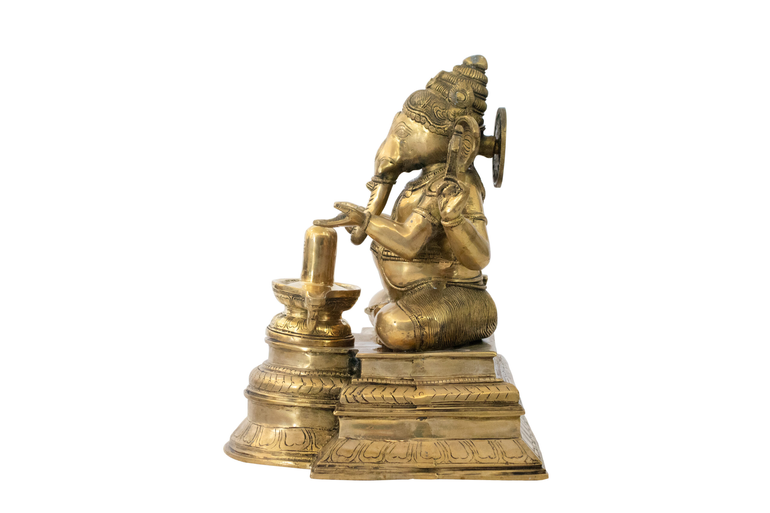 Ganesha em Bronze com Shivalinga 37 cm - Imagem 5