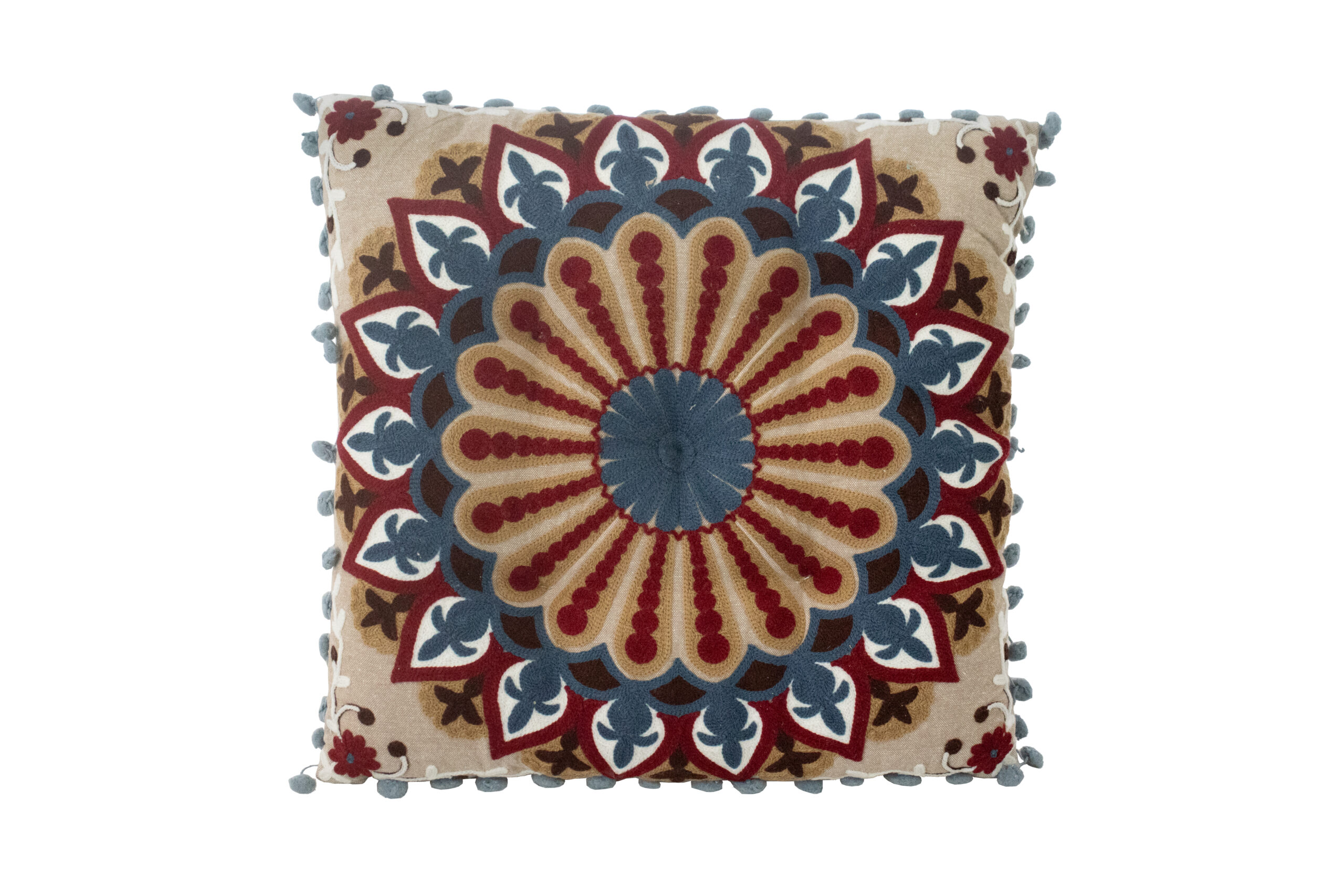 Almofada Vermelha e Azul em Algodão 38 cm