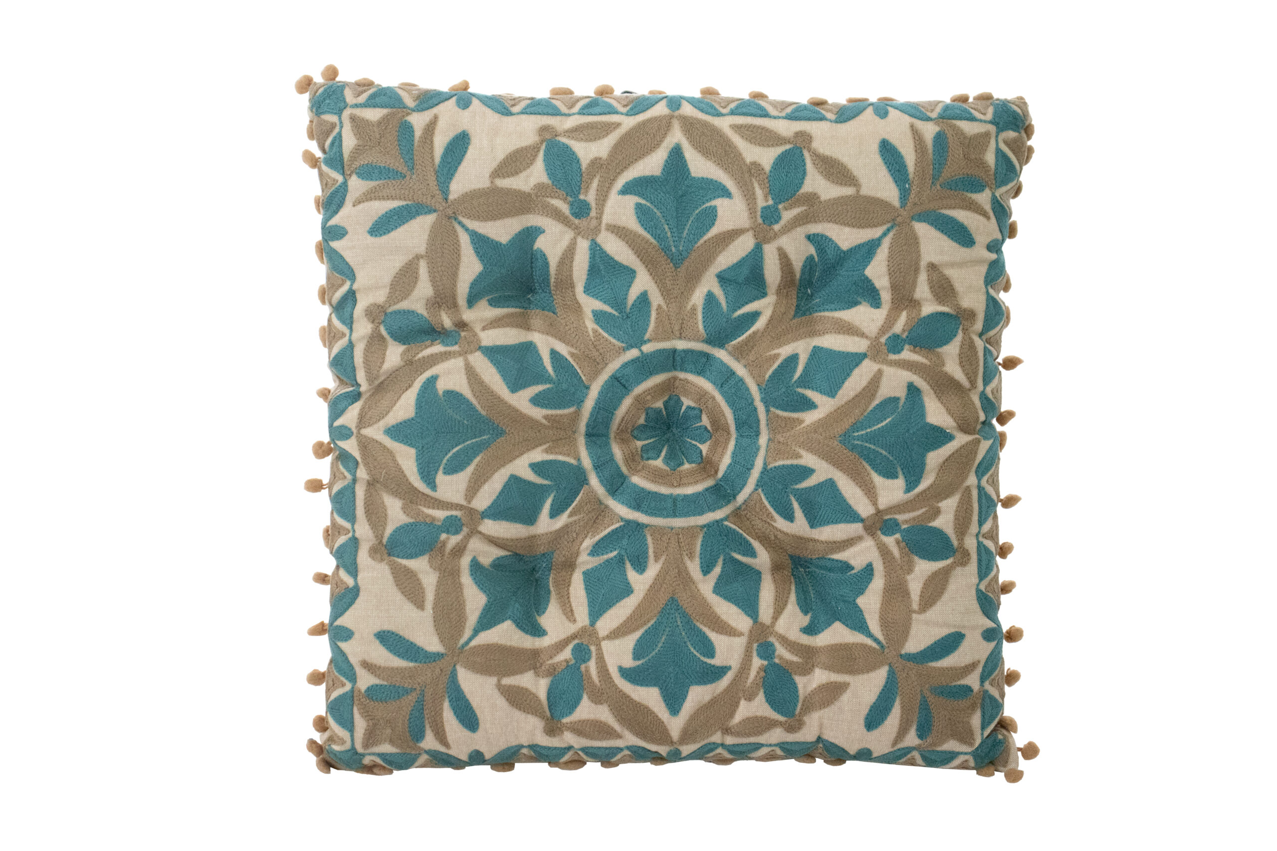 Almofada Turquesa e Bege 38 cm