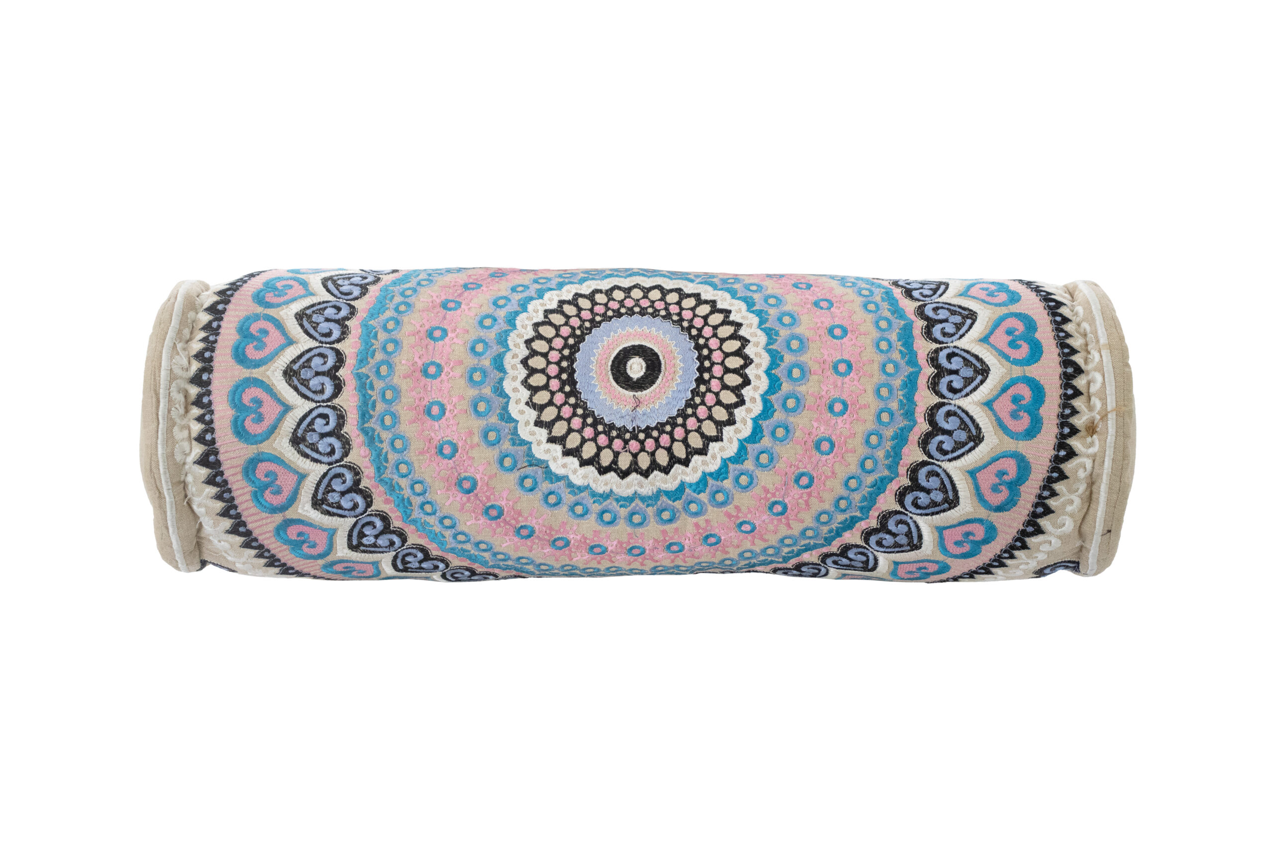 Almofada Bolster Azul e Rosa 60 cm