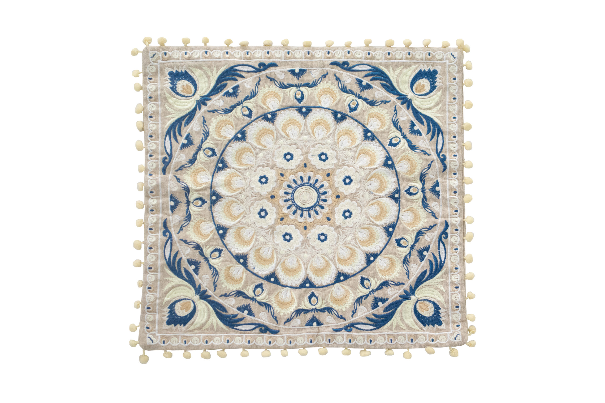 Capa de Almofada Branco, Amarelo e Azul 41 cm