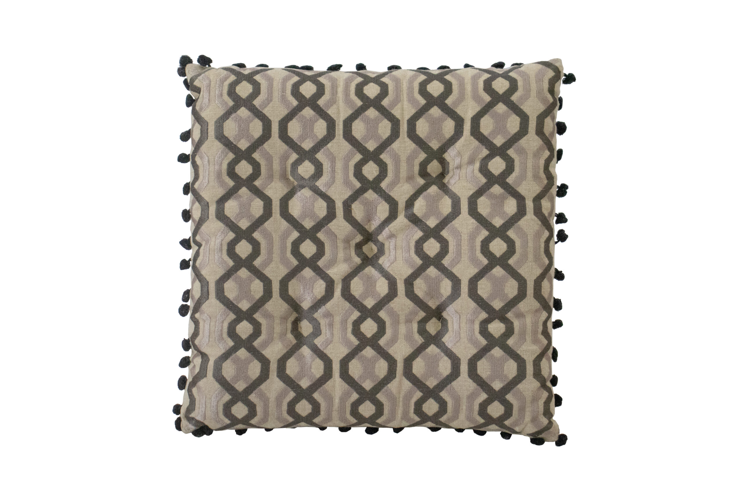 Almofada Cinza Claro Escuro em padrão Geométrico 38 cm