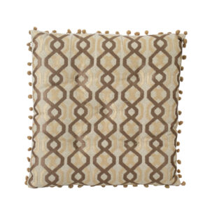 Almofada Marrom e Bege em padrão Geométrico 38 cm