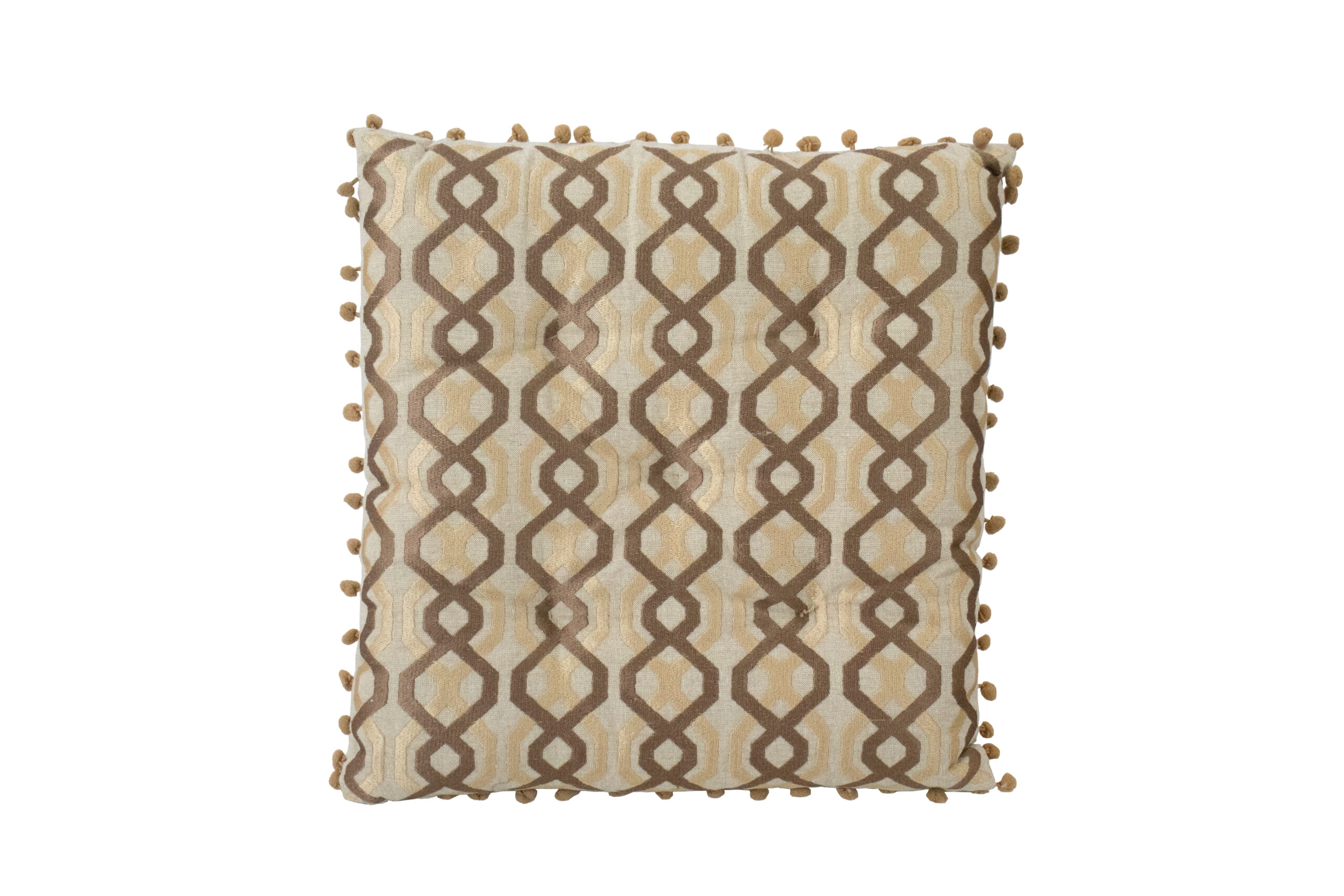 Almofada Marrom e Bege em padrão Geométrico 38 cm