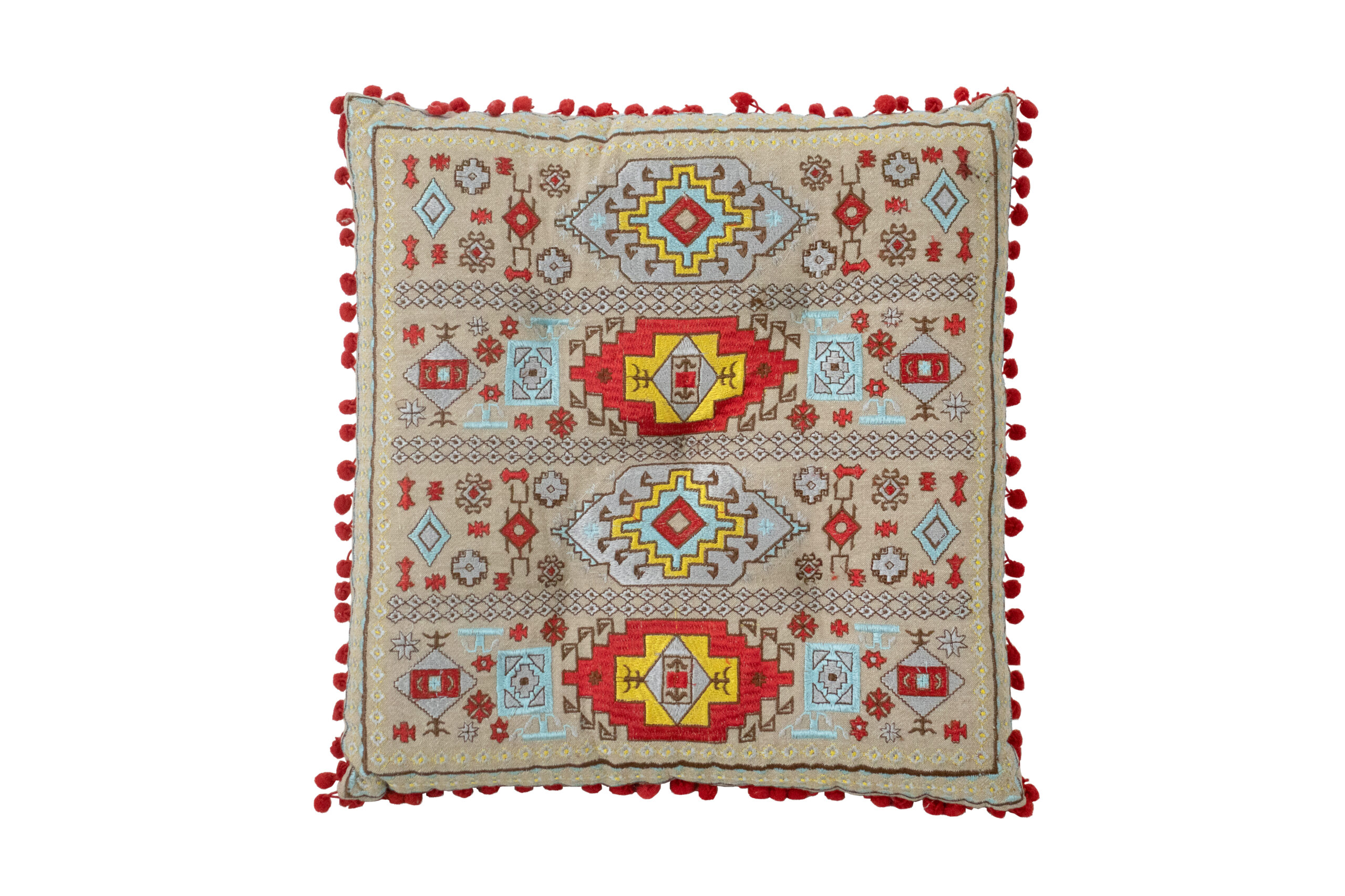 Almofada Vermelho, Amarelo e Azul 38 cm