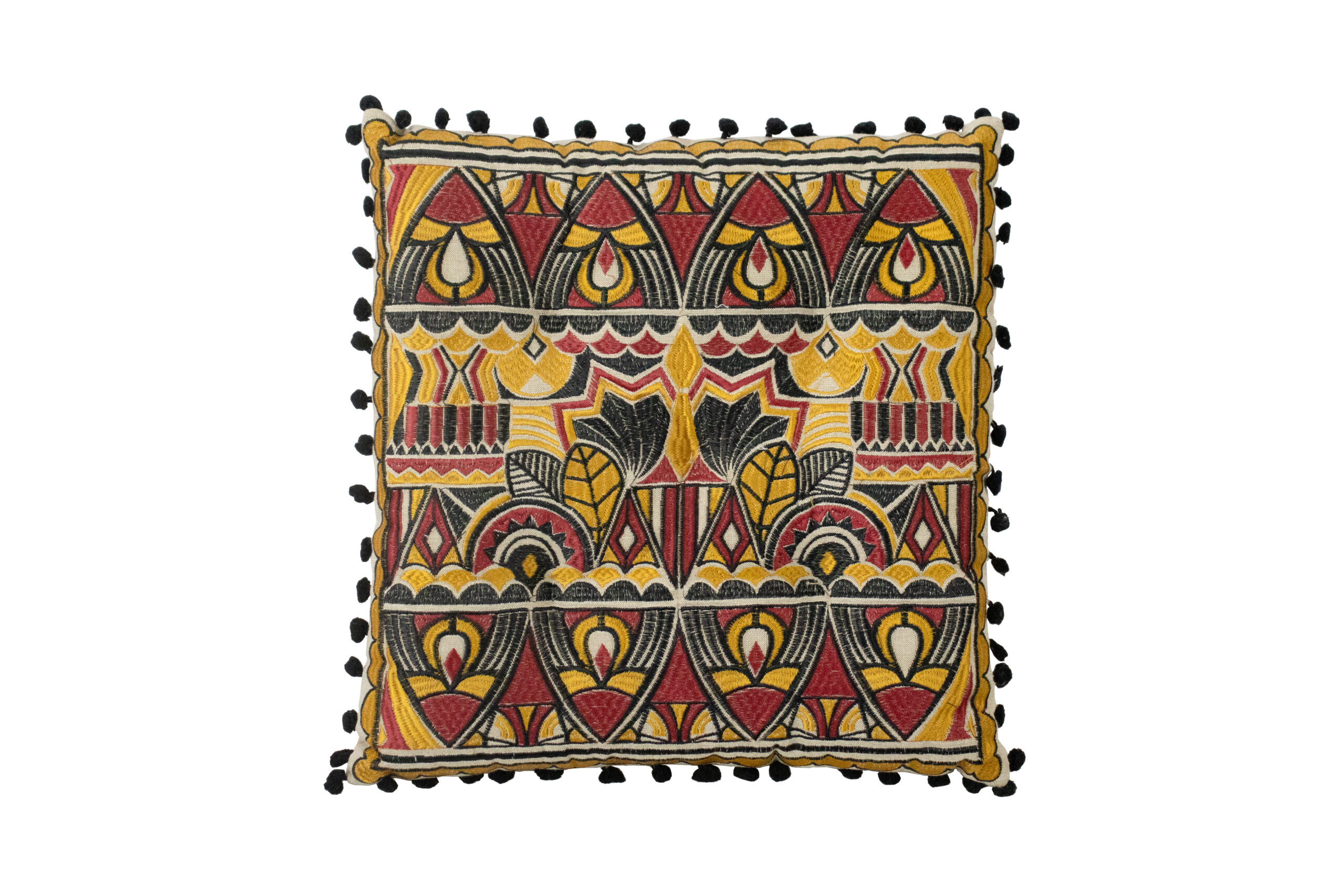 Almofada Amarelo, Vermelho e Preto 38 cm