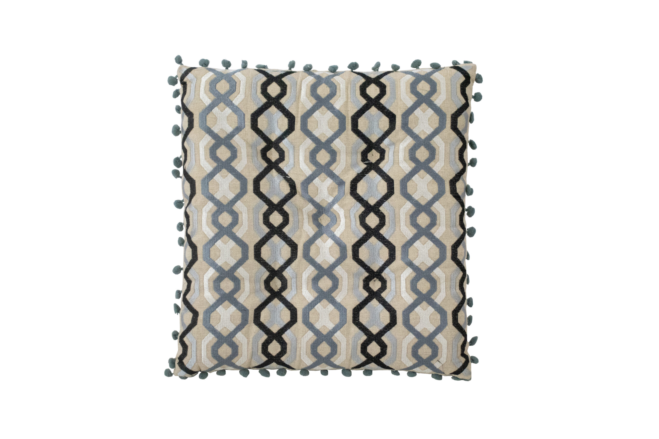 Almofada Preto e Cinza com padrão Geométrico 38 cm