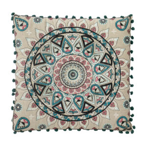 Almofada Rosa, Turquesa e Preto 38 cm