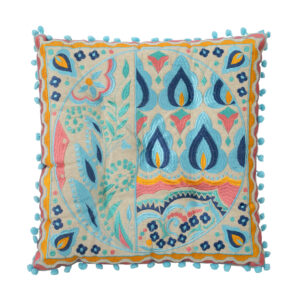 Almofada Azul, Rosa e Amarelo 38 cm